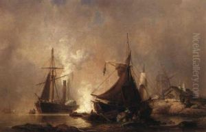 Fartyg Vid Kust by Johann Christian Berger