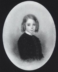 A Young Girl With Hair In Ringlets, Wearing Black Woollen Jacket And Small White Collar by Sophie Berger
