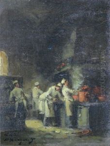 Les Marmitons En Cuisine by Denis Pierre Bergeret