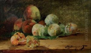 Nature Morte Aux Fruits - Nature Morte Aux Crevettes (2 Works) by Denis Pierre Bergeret