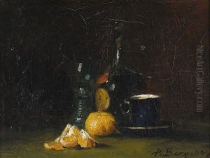 Stillleben Mit Mandarinen Und Likorflasche
