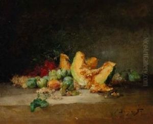 Stillleben Mit Melone by Denis Pierre Bergeret