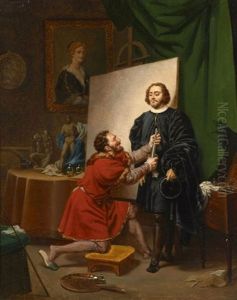 Pierre L'aretin Dans L'atelier De Tintoret by Pierre Nolasque Bergeret