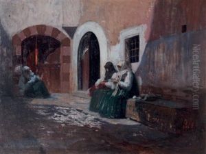 Femmes Assises Dans Une Ruelle