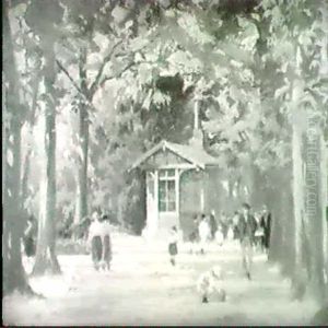 Promeneurs Dans Un Jardin by Edouard De Bergevin