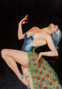 Pretty As A Peacock, La Paree Stories Magazine Cover, April 1935 by Earle Kulp Bergey