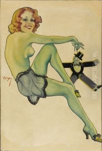 Boyfriend On A String (cover Illus. For Spicy Stories) by Earle Kulp Bergey
