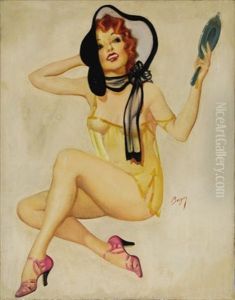 Girl With Mirror (cover Illus. For Snappy) by Earle Kulp Bergey