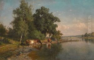 Landskap Med Kyr by Edward (Johan-Edvard) Bergh