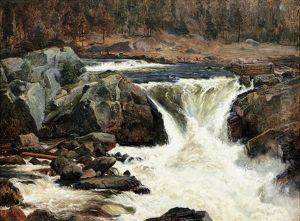 Landskap Med Fors by Edward (Johan-Edvard) Bergh