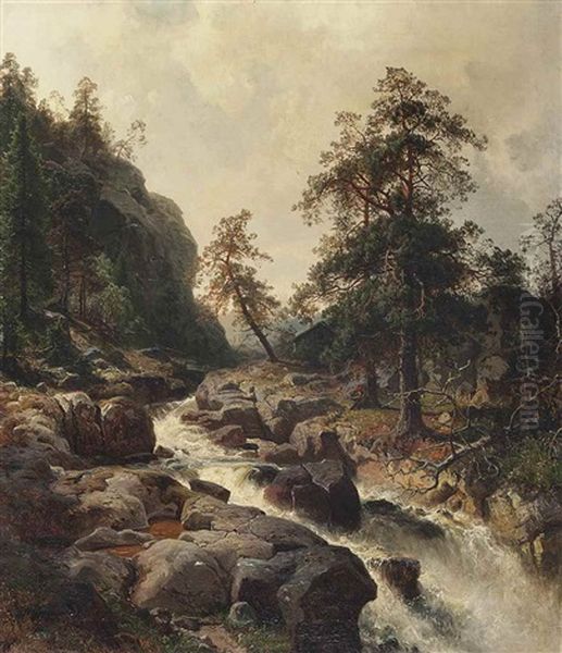 Fishing By The Waterfall - view 1