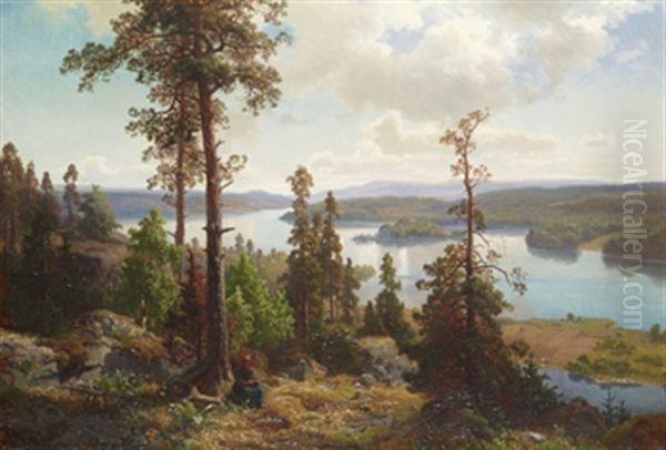 Insjolandskap Med Rastande Kvinna - view 1