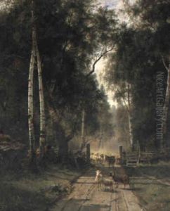 Shepherdess And Her Flock by Edward (Johan-Edvard) Bergh