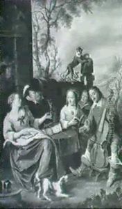The Artist And His Family Playing Music by Nicolas Van Den Bergh