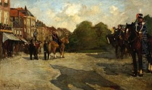Huzares On The Mauritskade by Pieter Van Den Bergh