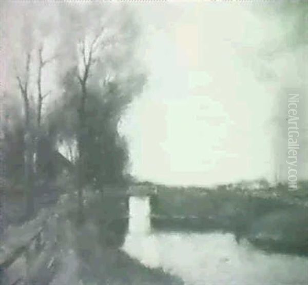 Dutch Landscape With Man Fishing - view 1