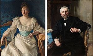 Portratt Av Redaktor Fredrik Vult Von Steijern (+ Portratt Av Hans Maka Gerda; Pair) by Richard Bergh