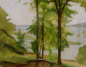 Varlandskap Med Trad Vid Vatten by Richard Bergh