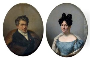 Portrait D'homme Portrait De Femme (2 Works) by Charles Auguste van den Berghe