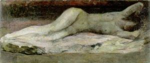 Jeune Femme Nue Etendue Les Bras Leves by Frits Van Den Berghe