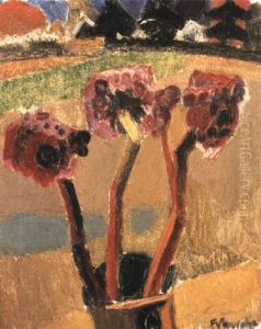 Vase Fleuri Sur Fond De Paysage A Laethem Vase Fleuri Sur Fond De Paysage A Laethem