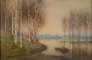 Morning Mist In Spring Landscape by Richard Alexandrovich Bergholz