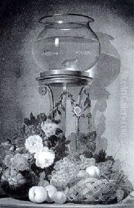 Stilleben Mit Blumen, Fruchten Und Goldfischen
