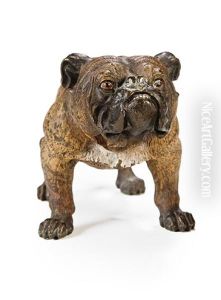 A Large Austrian Cold Painted Figure Of A Bull Dog by Franz Xavier Bergmann