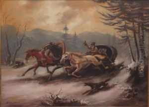 Troika Sled And Hunter by Max Bergmann