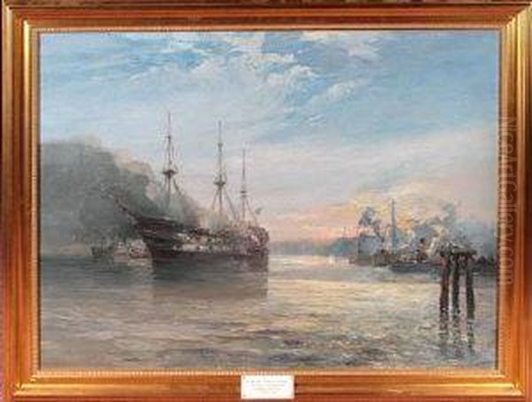 The Wellesley On Fire In North Shields Harbour - view 1