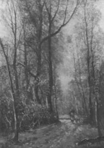 Reisigsammlerin Auf Waldweg Reisigsammlerin Auf Waldweg