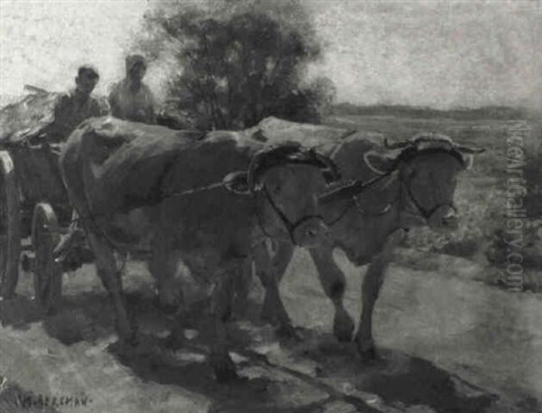 M,chtiges Ochsengespann Mit Heuwagen - view 1