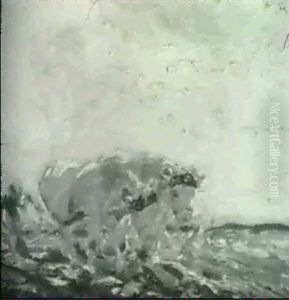 Pflugender Bauer Mit Ochsengespann by Max Bergmann