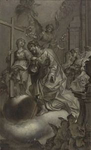Der Heilige Joseph Mit Dem Bluhenden Reis, Kniend Vor Engeln
