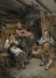 Interior With People by Nils Nilsen Bergslien