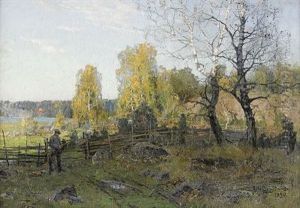 Bjorkar I Hostsol by Alfred Mauritz Bergstroem