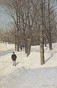 Skeppsholmen I Sno by Alfred Mauritz Bergstroem