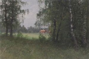 Skogslandskap Med Byggnad