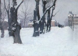 Humlegarden I Sno, Stockholm by Alfred Mauritz Bergstroem