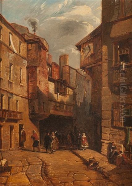 Town Scene With Cobblestone Road - view 1