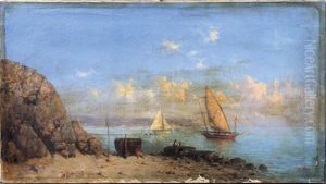 Bateaux Dans La Baie by Tony-Francois de Bergue