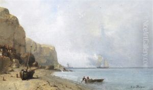Vista De Costa Com Barcos by Tony-Francois de Bergue