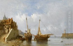 Nordfranzosischer Hafen Mit Segelschiffen