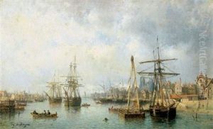 Le Port De Rouen by Tony-Francois de Bergue