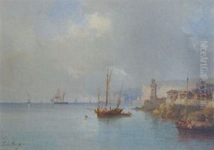 Vue De Port Italien by Tony-Francois de Bergue