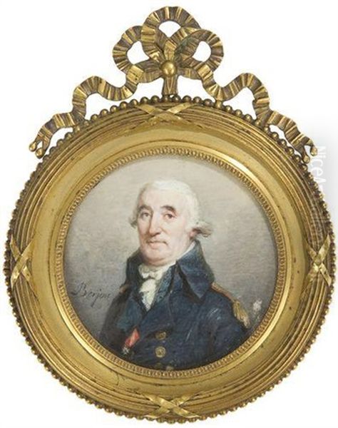 Officier D'infanterie, Lieutenant Ou Capitaine, En Buste De Trois Quarts A Gauche En Uniforme Bleu, Epaulette Or-argent Gansee De Rouge, Contre Epaulette, Decore De L'ordre De St. Louis - view 1