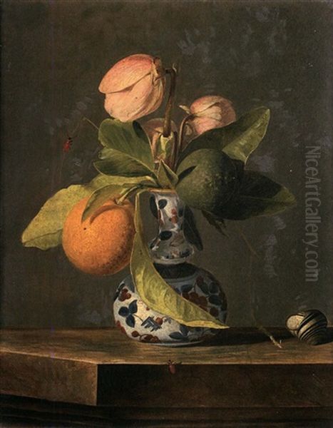 Hellebores Et Agrumes Dans Un Vase Chinois - view 1