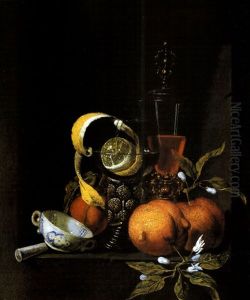 Nischenstilleben Mit Orangenbluten Und Chinesischer Schale by Gillis van Berkborch