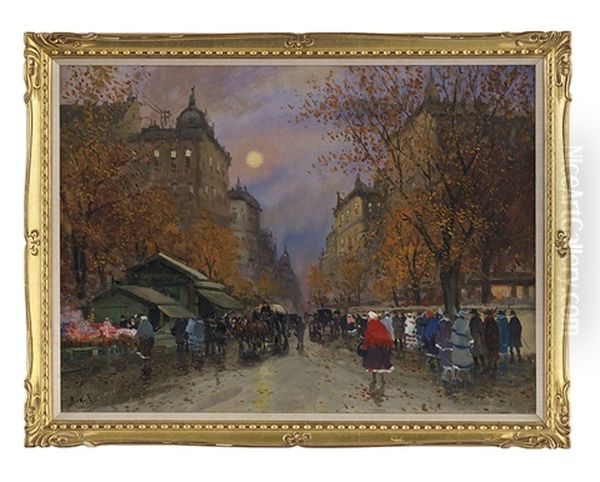 Moonlit Street Scene, Autumn - view 1
