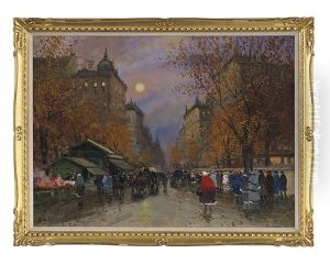 Moonlit Street Scene, Autumn
